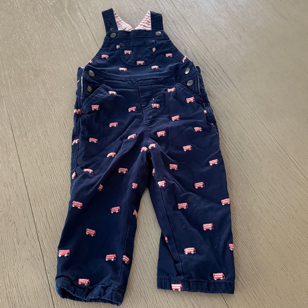Baby Boden Navy Overalls with London Double Decker Busses